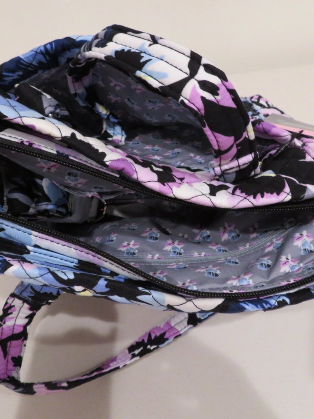 Vera Bradley Plum Pansies Quilted Multi‑Strap Shoulder Bag - Picture 10 of 12